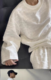 Riolio Kpop Tracksuit Retro Loose Three-dimensional Set Ethnic Jacquard Milk White Sports Suit American Casual High-end Wear