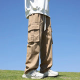 Riolio 6 Colors Men's 100% Cotton Cargo Casual Pants Baggy Straight Elastic Waist Comfortable Trousers Fashion Streetwear Male Clothes