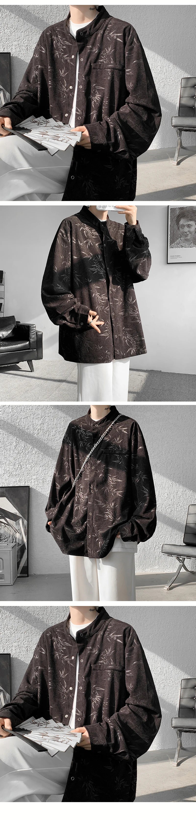 Riolio Spring Summer Printed Long Sleeve Shirts Man 2024 Casual Oversize Blouse Fashion Male Cardigan Korean Clothing Plus Size 5XL-M