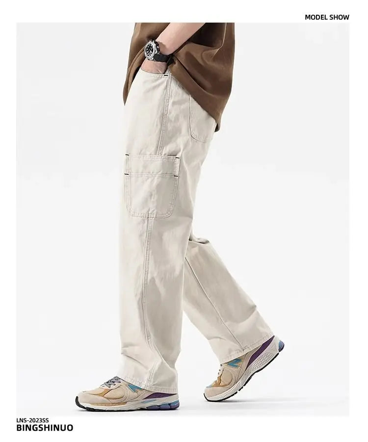 Riolio American High Street Work Pants Spring Autumn New Men's Trousers Straight Japanese Fashion Trend Retro Casual Work Pants Chic