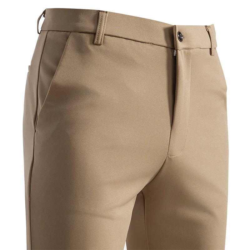 Riolio Summer Spring Male Casual Pants Business Suit Pants Khaki Classic Men's Dress Pants Flexible Office Clothes