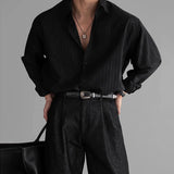 Riolio New Korean Fashion Men Shirts Light Luxury Textured Business Striped Long Sleeve Cardigan Tops Leisure High Quality Blouse M-2XL