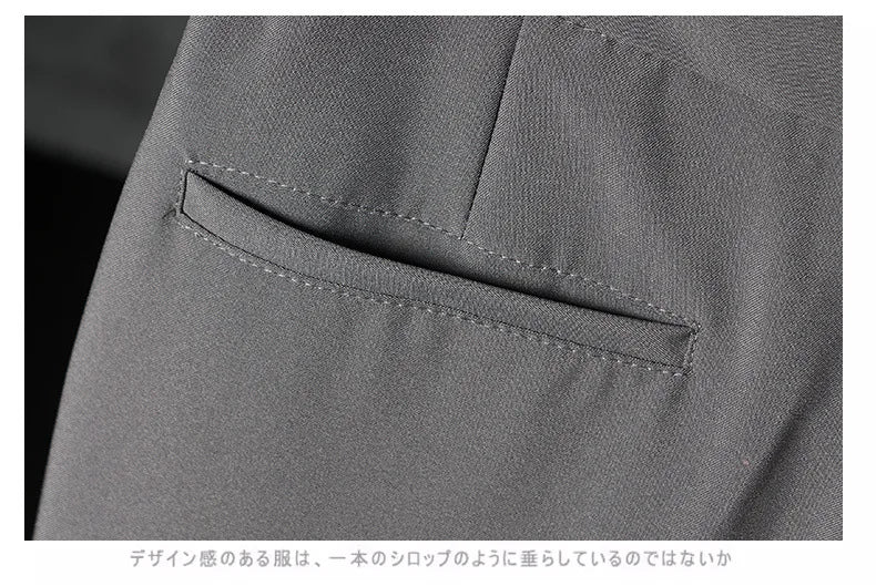 Riolio New Fashion Male Suit Pants Light Luxury Draped Cropped Button-down Business Casual Pants Premium Slim-fit Elegant Dress Trouser