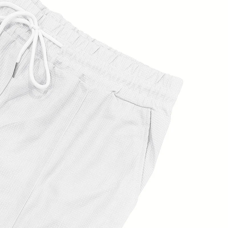 Riolio 2025 Summer Simplicity Men's Suit Loose Walf Checks Fabric Breathable Comfort and Casual Short Sleeve Shorts Two-Piece Suit