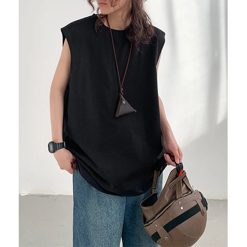 Riolio Summer Men Trendy Casual Streetwear Oversized Sleeveless T-shirt Youth Y2K Hip Hop Cotton Tank Tops Sports Basketball Vest