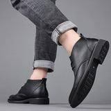 Riolio WELL DRESSED MEN High Gang Men's Leather Shoes Luxury and High-quality Brand Party Outdoor Motorcycle Daily Office Versatile Men's Leather Shoes