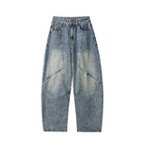 Riolio Mens Relaxed Fit Wide Leg Jeans Patchwork Design Floor Length Baggy Streetwear Casual Denim Pants 2025 Trendy Loose Trousers