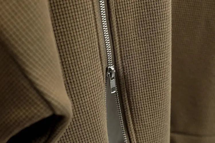 Riolio Korean Casual Sports Suit Large Size Plus Velvet Set Zipper Design Sports Sweatshirt Tying Trousers Casual Simple Two-piece Set