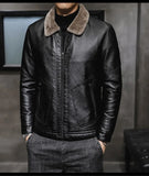 Riolio Casual Punk Rock Thick Leather Coats Slim Windproof Blazer Stand Collar Outwear Men's Pu Leather Jacket Zipper Motorcycle Jacket