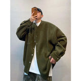 Riolio Hong Kong Style Retro Coat Versatile Solid Color Lamb Fur Plus Velvet Shirt Fashion High-end Autumn Winter Loose Fleece Jacket