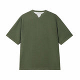 Riolio Summer Short Sleeved T-shirt Men Casual Pleated T Shirt Men Streetwear Hip-hop Loose Striped T Shirt Mens Top Large Size 5XL