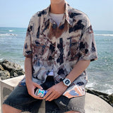 Riolio Summer Short Sleeved Shirt Men Printed Casual Shirt Men Streetwear Loose Ice Silk Shirt Mens Hawaiian Shirts Plus Size 5XL
