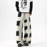 Riolio Baggy Jeans Men Fashion Retro Wide Leg Jeans Men Streetwear Hip-hop Loose Black Plaid Jeans Mens Vintage Denim Pants S-3XL