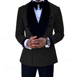 Riolio Luxury Red Glitter Suits Men Groom Wedding Tuxedo Double Breasted Blazer Formal Evening Party Prom Dress 2 Pieces Set