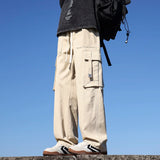 Riolio 6 Colors Men's 100% Cotton Cargo Casual Pants Baggy Straight Elastic Waist Comfortable Trousers Fashion Streetwear Male Clothes