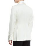 Riolio prom suit Slim Fit Casual Men's 2 Pieces Suit White One Button shawl Lapel Blazer Black Pants Business Suit Formal Groom Tuxedos