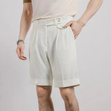 Riolio New Men Summer Slim-fit British Style Suit Shorts Light Luxury Business Straight-leg Shorts Leisure Button-down Half-pants M-3XL