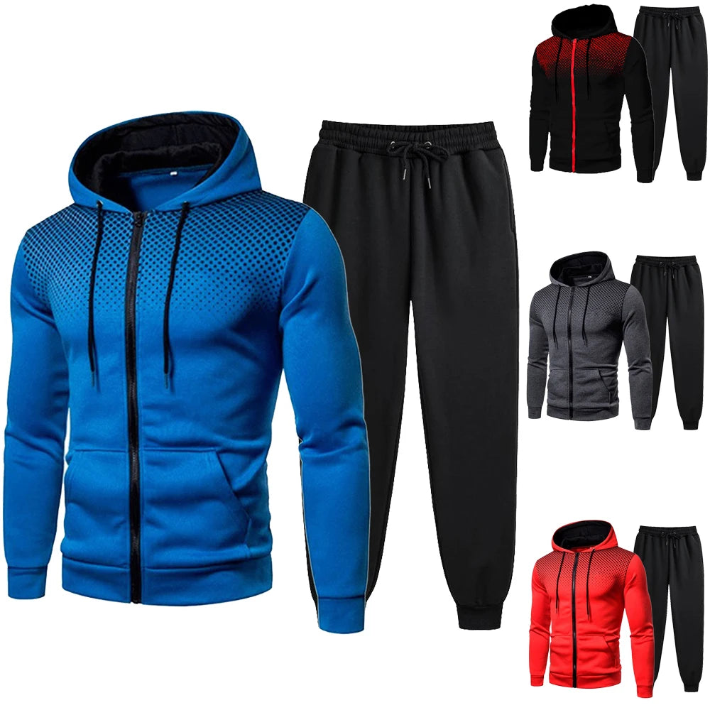 Riolio Mens Tracksuits Men's Clothing Men Sets Hoodie Set Zipper Sweatshirt Casual Sport Sweatpants Man Sweat Suit Set Running