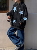 Riolio Fashion Y2k Mens Jacket Coat Harajuku Star Patch Zipper Oversized Hoodies Streetwear Hip Hop Gothic Loose Pocket Man Sweatshirts