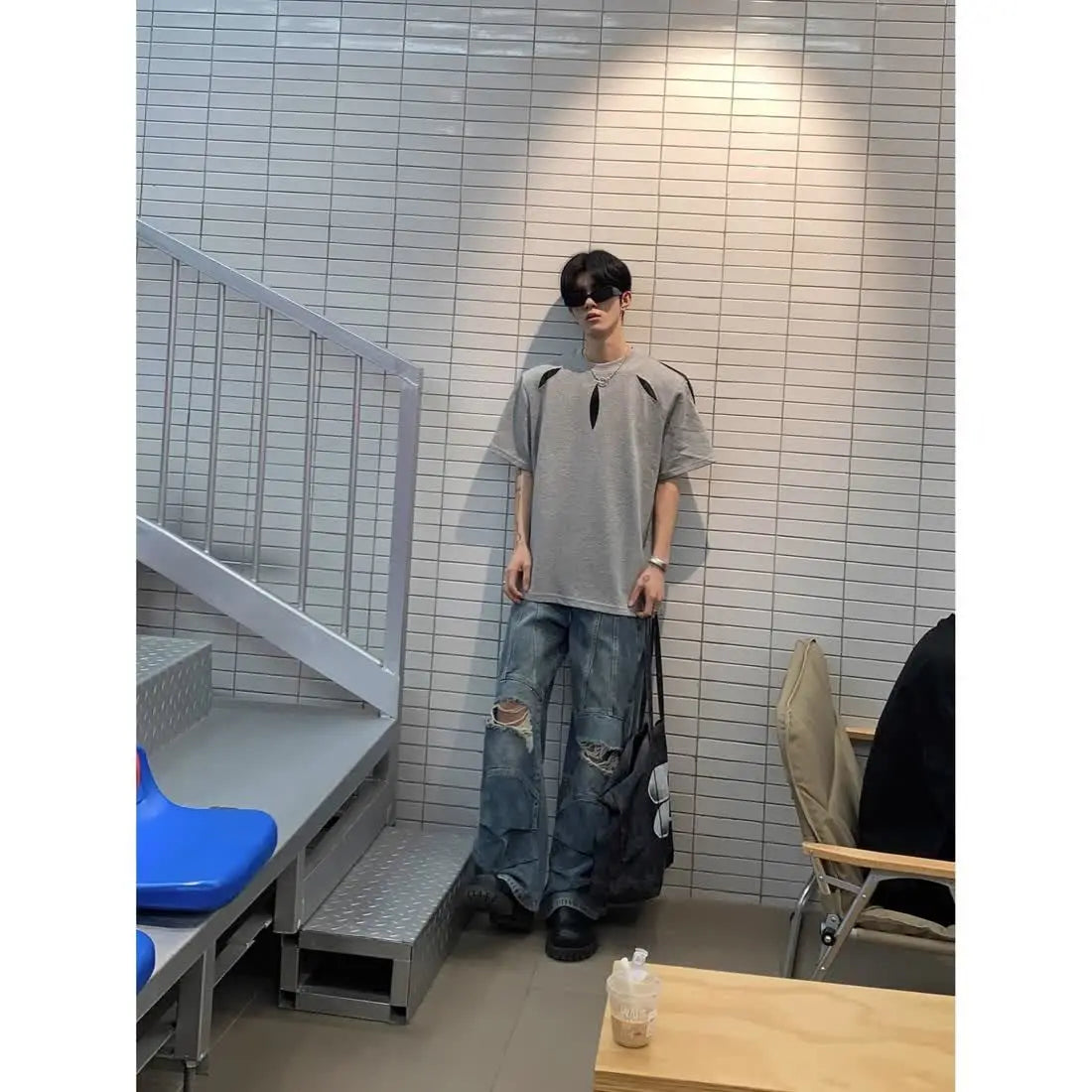 Riolio High Street Hip Hop Men and Women Trendy Personality Straight Tube Destruction Washed Jeans Autumn Loose Retro Casual Pants