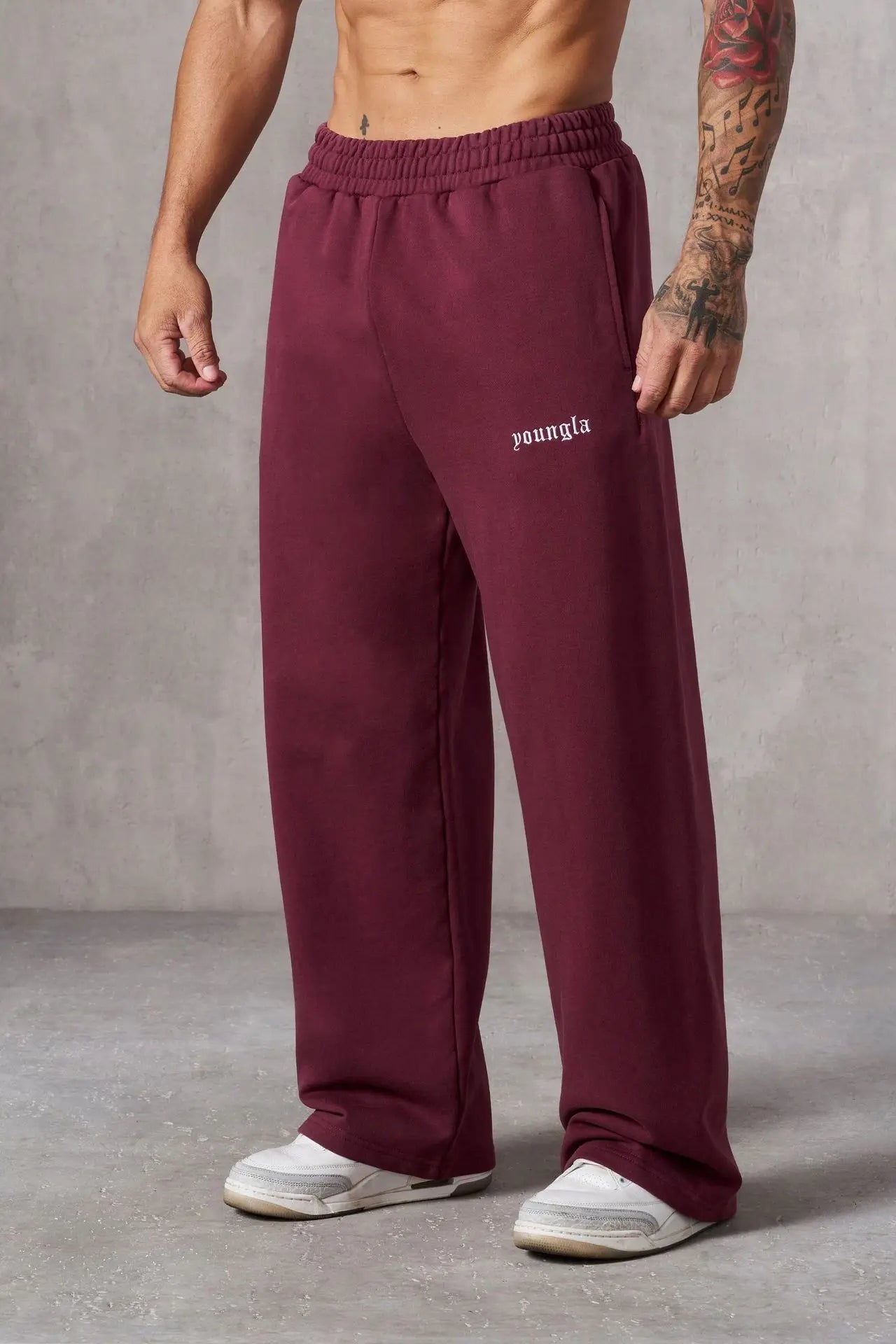 Riolio American Style New Men's Sports Pants Spring Autumn Outdoor Jogging Muscle Fitness Embroidered Straight Casual Long Pants