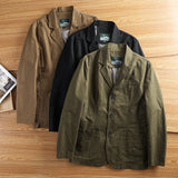 Riolio American Retro Casual Men's Cotton Suit Jaet Anti-Wrinkle Turn-down Collar Commute Faionable Urban Sle Spring Autumn