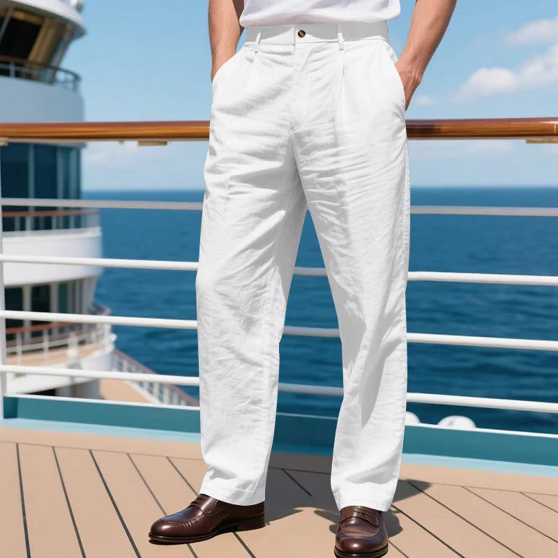 Riolio New American Style Business Men Suit Pants Light Luxury Leisure Linen Straight Pants Urban Fashion High Quality Loose Trousers