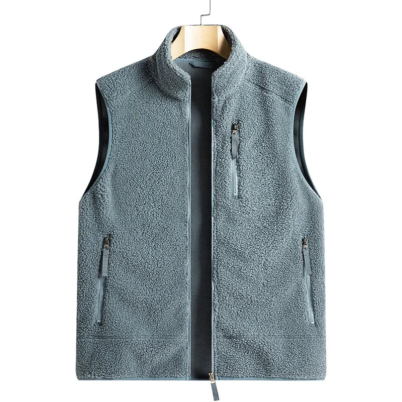 Riolio Outdoor Sleeveless Coats Vests Male Warm Cotton Waistcoat Autumn Jackets Thick Vests Man Classic  Lamb Cashmere Men Fleece Vest
