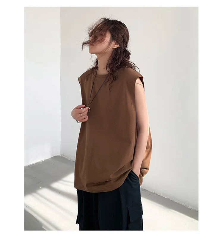 Riolio Summer Men Trendy Casual Streetwear Oversized Sleeveless T-shirt Youth Y2K Hip Hop Cotton Tank Tops Sports Basketball Vest