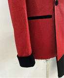 Riolio Luxury Red Glitter Suits Men Groom Wedding Tuxedo Double Breasted Blazer Formal Evening Party Prom Dress 2 Pieces Set