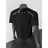 Riolio Breathable Mens Round Neck T-Shirt man Zip Detail Trendy Design New Urban Streetwear Casual Summer Tee Comfort Fit Stylish Soft