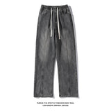 Riolio Jeans men Elastic waist Streetwear Fashion Jeans Black Spring New Men Women Wide Leg Straight Denim Trousers Plus Size 5XL-M