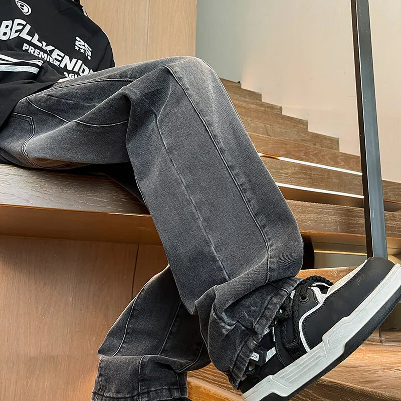 Riolio New Big boy Jeans for Men Streetwear Baggy Jeans Large size Patchwork Denim Leisure Simple Dime Pants Women Jeans Hot  jean