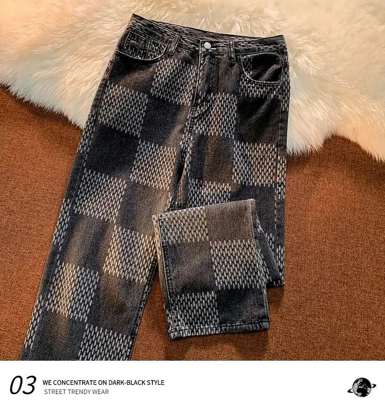 Riolio Spring Autumn Vintage Loose Casual Fashion Straight Jeans Hombre Hip Hop Harajuku Y2K Denim Pants Male Streetwear Trousers Men