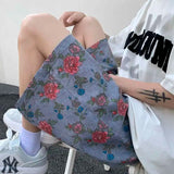 Riolio Summer Flower Shorts Men Fashion Retro Printed Shorts Men Streetwear Hip-hop Loose Beach Shorts Mens Knee Length Pants M-3XL