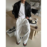 Riolio Summer Cityboy Pants Texture Soft Single Pleated Straight Casual Pants Men's Korean Retro High-end Loose Trousers Aesthetic Wear