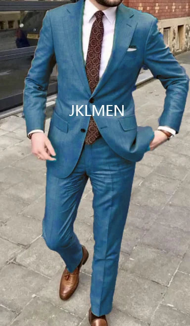 Riolio Men's Suit   Handsome Casual 2 Piece Suit For Men Wedding Tuxedos Notched Lapel Groomsmen  Business  Prom Blazer