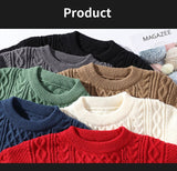 Riolio Vintage Sweaters Men Crewneck Sweater Men Pullover Jumpers Green Fashion Clothing Autumn Winter Tops Men Knitted Sweatshirts