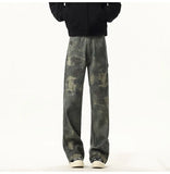 Riolio High quality Jeans Leopard Personality design Pockets Jeans Male American Style High Street Denim Pants Classic Denim Trousers