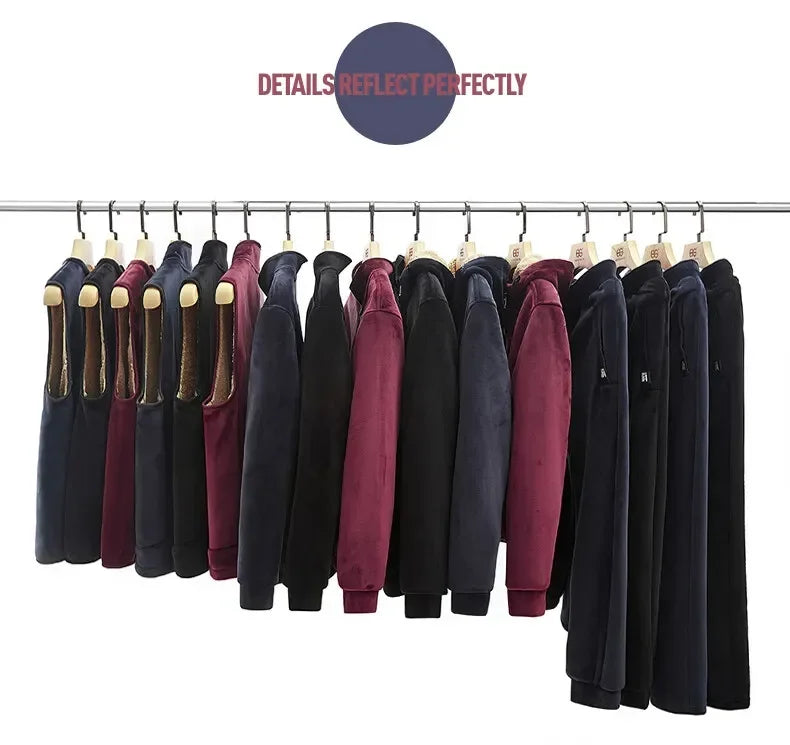 Riolio Hooded Sweat shirt+Pant 2-piece Sets Men Set Sports Suit Fleece Thickened Sportswear Casual Men Tracksuit Winter male Tracksuit