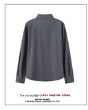 Riolio  New Naples Business Men Shirts Light Luxury Textured Lapel Striped Long Sleeve Cardigan Leisure Premium Commuter Blouse S-4XL