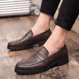 Riolio Luxury Brand Penny Loafers men Casual shoes Slip on Leather Dress shoes big size 38-46 Brogue Carving loafer Driving party