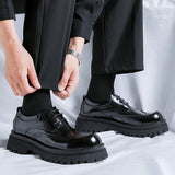 Riolio WELL DRESSED MEN Brogue Trendy British Style Thick Soled Men's Shoes Versatile Business and Leisure Style Wedding Party Men's Elevated Shoes