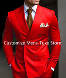 Riolio prom suit High Quality Brown Men's Suits Double Breasted Bespoke Double Breasted Peaked Lapel Formal Blazer Slim Fit 2 Piece Jacket Pants