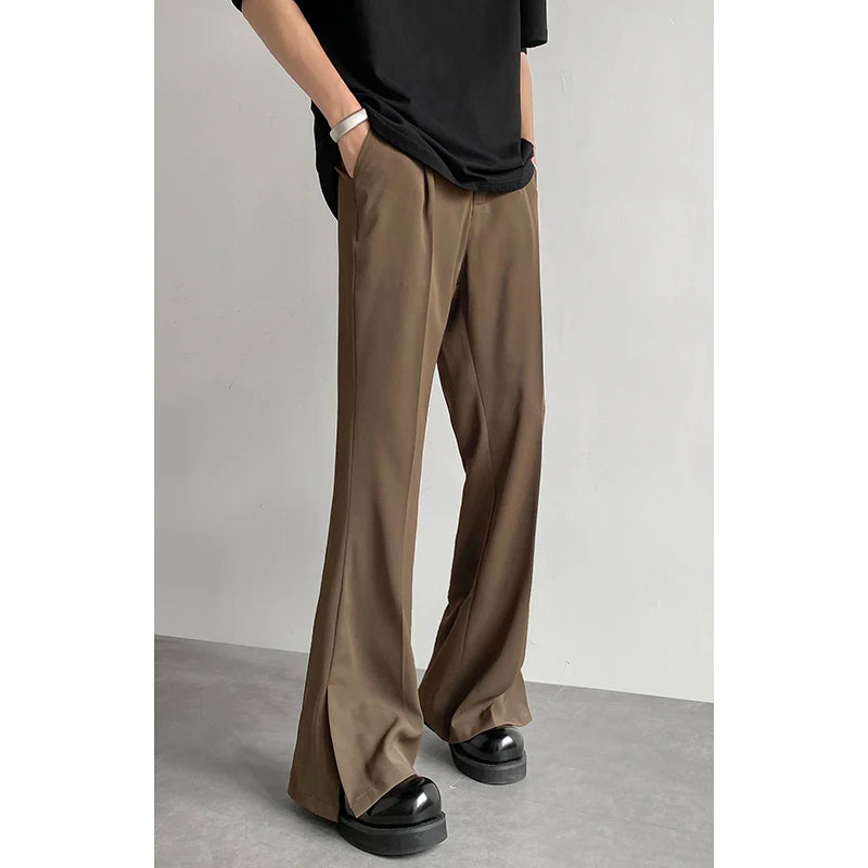 Riolio Brown Black Suit Pants Men Fashion Social Mens Dress Pants Korean Loose Casual Flared Pants Mens Office Formal Trousers M-2XL