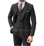 Riolio 3 Piece Grey/Brown Mens Tweed Herringbone Wedding Suit Prom Tuxedos  Peak Lapel Tweed for Business Slim Fit (Blazer+Vest+Pants)