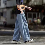 Riolio Men Jeans Wide Leg Denim Cargo jean pants Loose Straight Baggy Men's Jeans hip hop Streetwear Skateboard Neutral denim Trousers