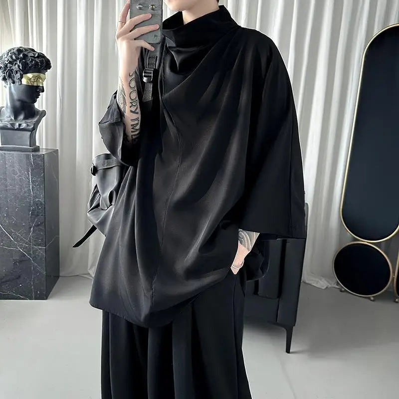 Riolio Y2k Black Harajuku Techwear Men's Clothing Stylish Gothic Punk Hip Hop Streetwear Creative Men's T Shirts Japanese Anime Clothes