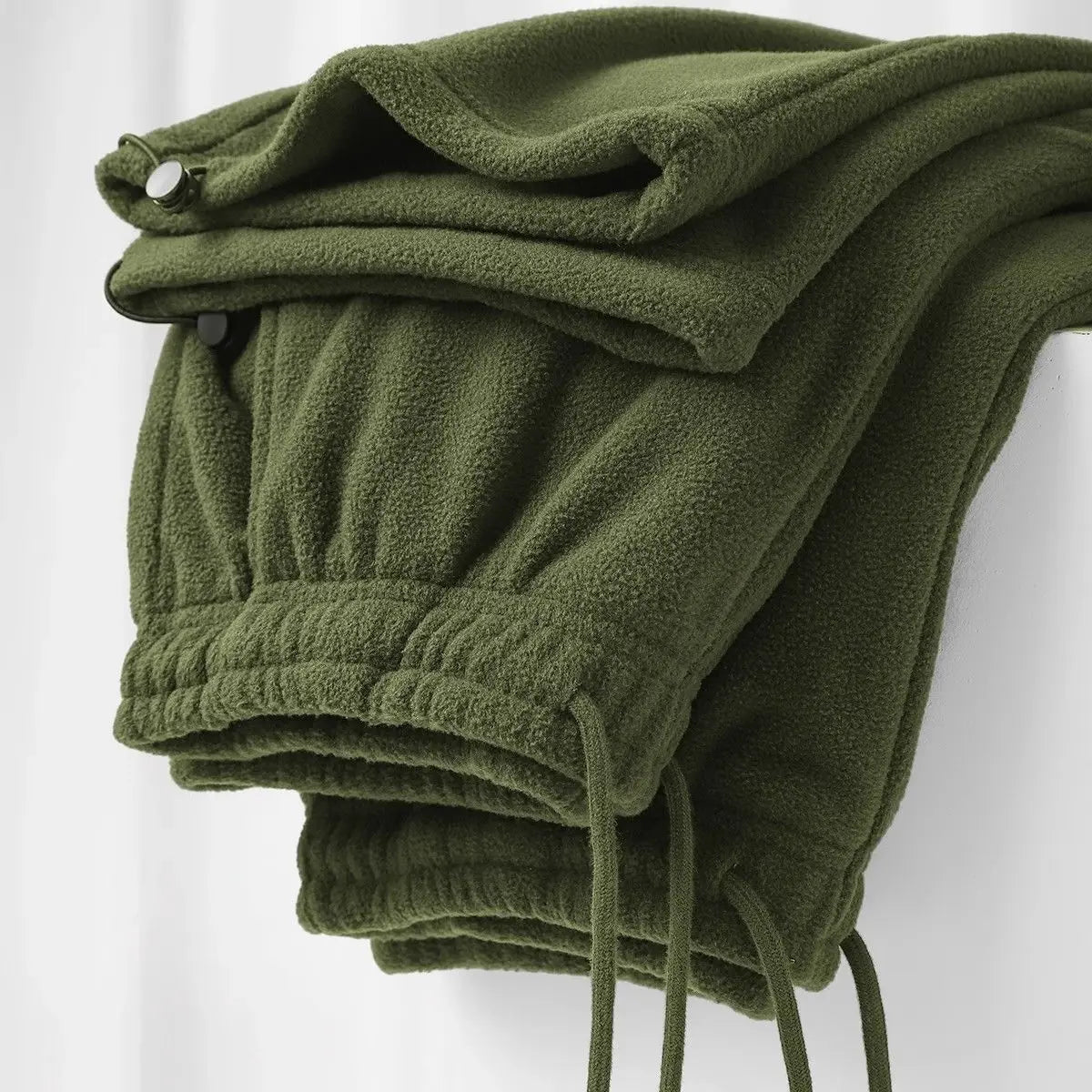 Riolio Double-sided Fleece! Retro Military Green Straight-leg Pants Women Loose Thickened Warm Drawstring Casual Wide-leg Pants Men