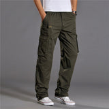 Riolio Men's Casual Cargo Cotton Pants Men Pocket Loose Straight Pants Elastic Work Trousers Brand Fit Joggers Male Large Size